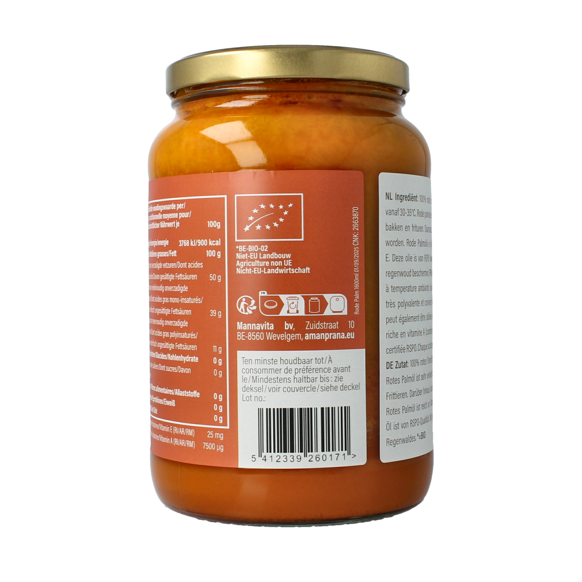 Amanprana Rode palm olie bio 1600.00 Milliliter