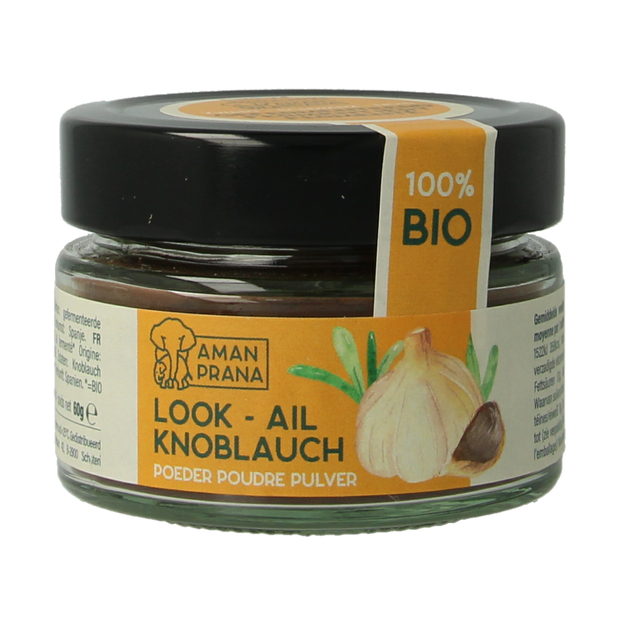 Amanprana Zwarte knoflookpoeder bio 60.00 Gram