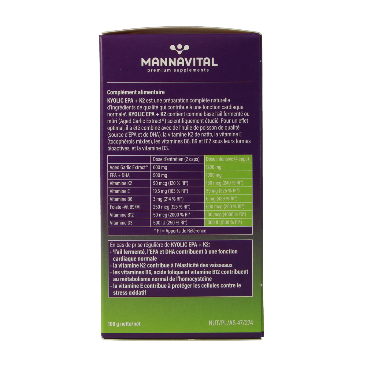 Mannavital Kyolic EPA & K2 80.00 Capsules