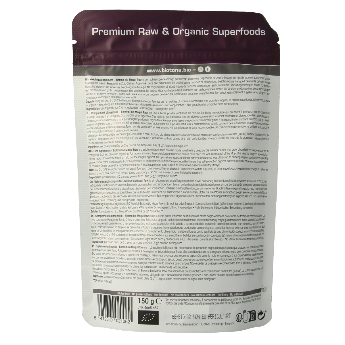 Biotona Maqui raw powder bio 150.00 Gram