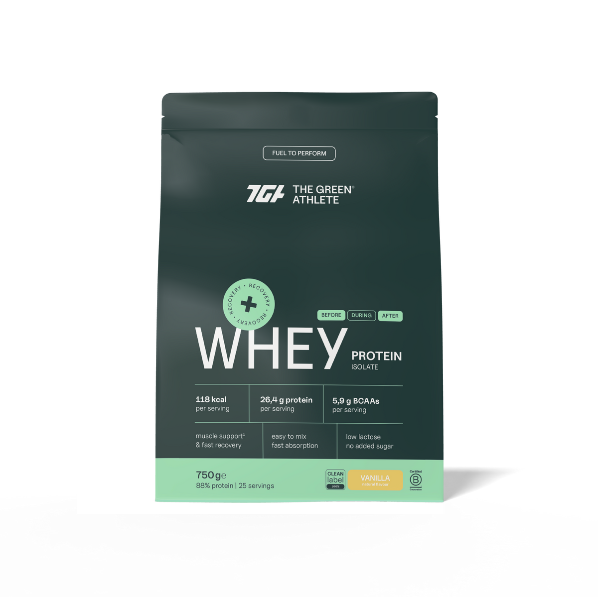 The Green Athlete Whey protein isolate vanilla 750.00 Gram