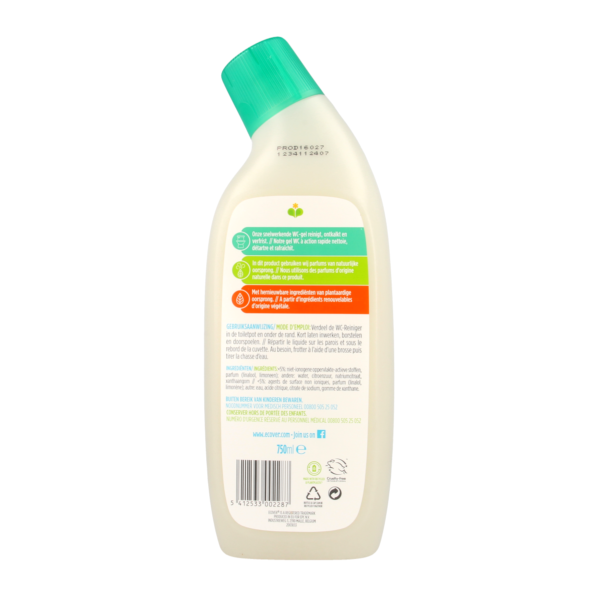 Ecover WC reiniger den & munt 750.00 Milliliter