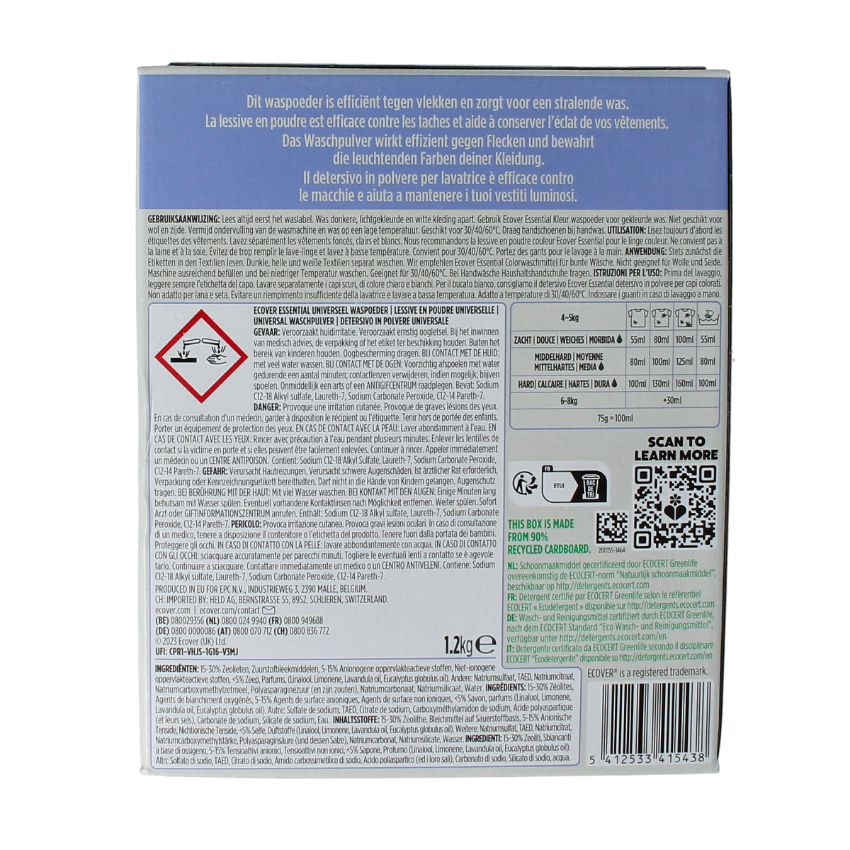 Ecover Essential waspoeder universal 1200.00 Gram