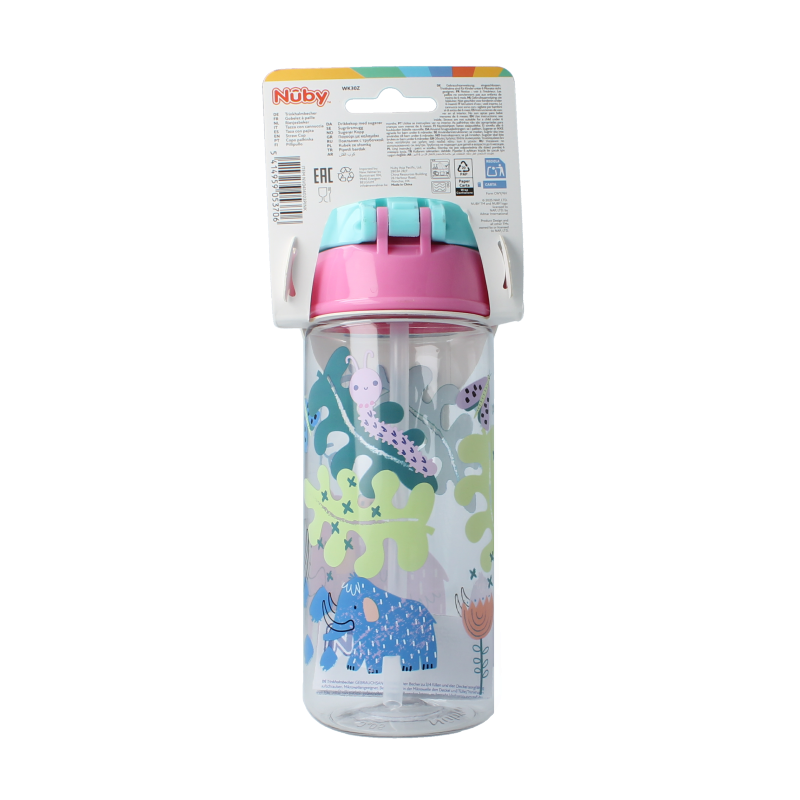 Nuby Beker zacht rietje drukknop roze 540ml 4+ jaar 1 Stuks