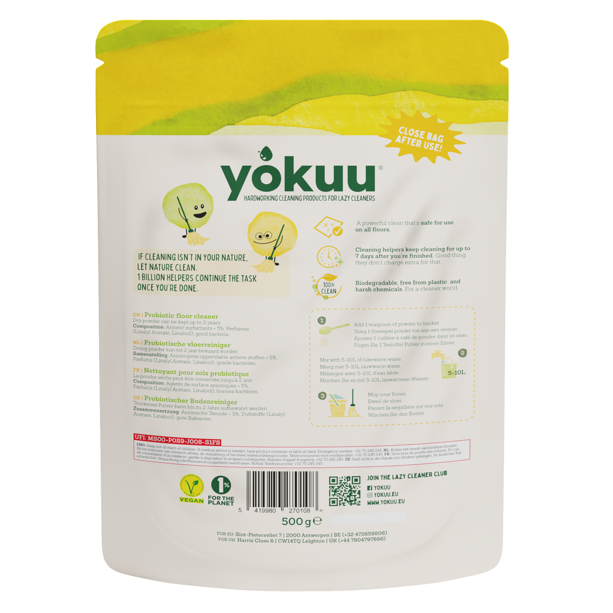 Yokuu Vloerreiniger poeder 500 Gram