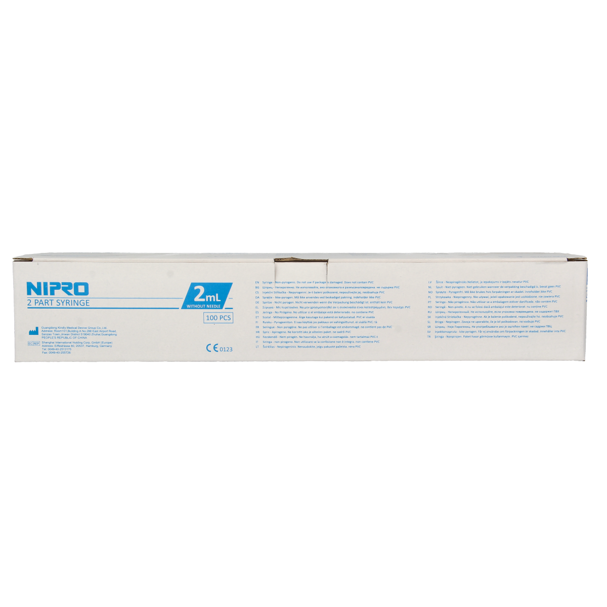 Nipro Injectiespuit 2-delig centrisch 2ml 100.00 Stuks
