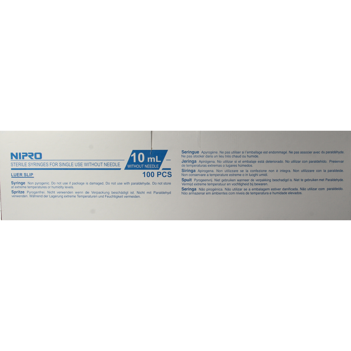 Nipro Injectiespuit luer 10ml 3-delig 100.00 Stuks