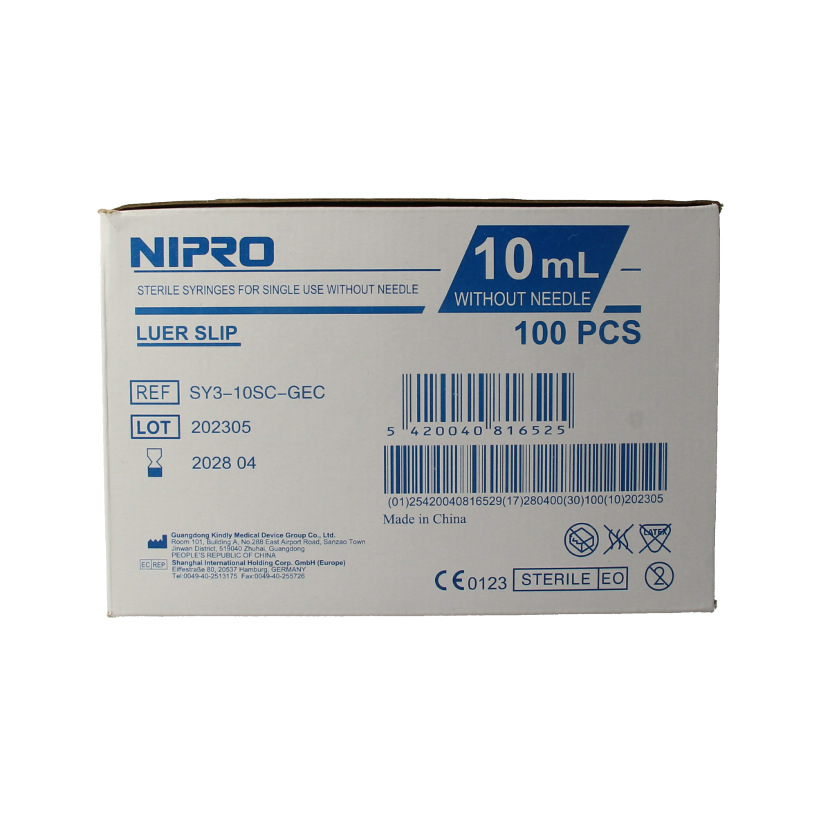 Nipro Injectiespuit luer 10ml 3-delig 100.00 Stuks