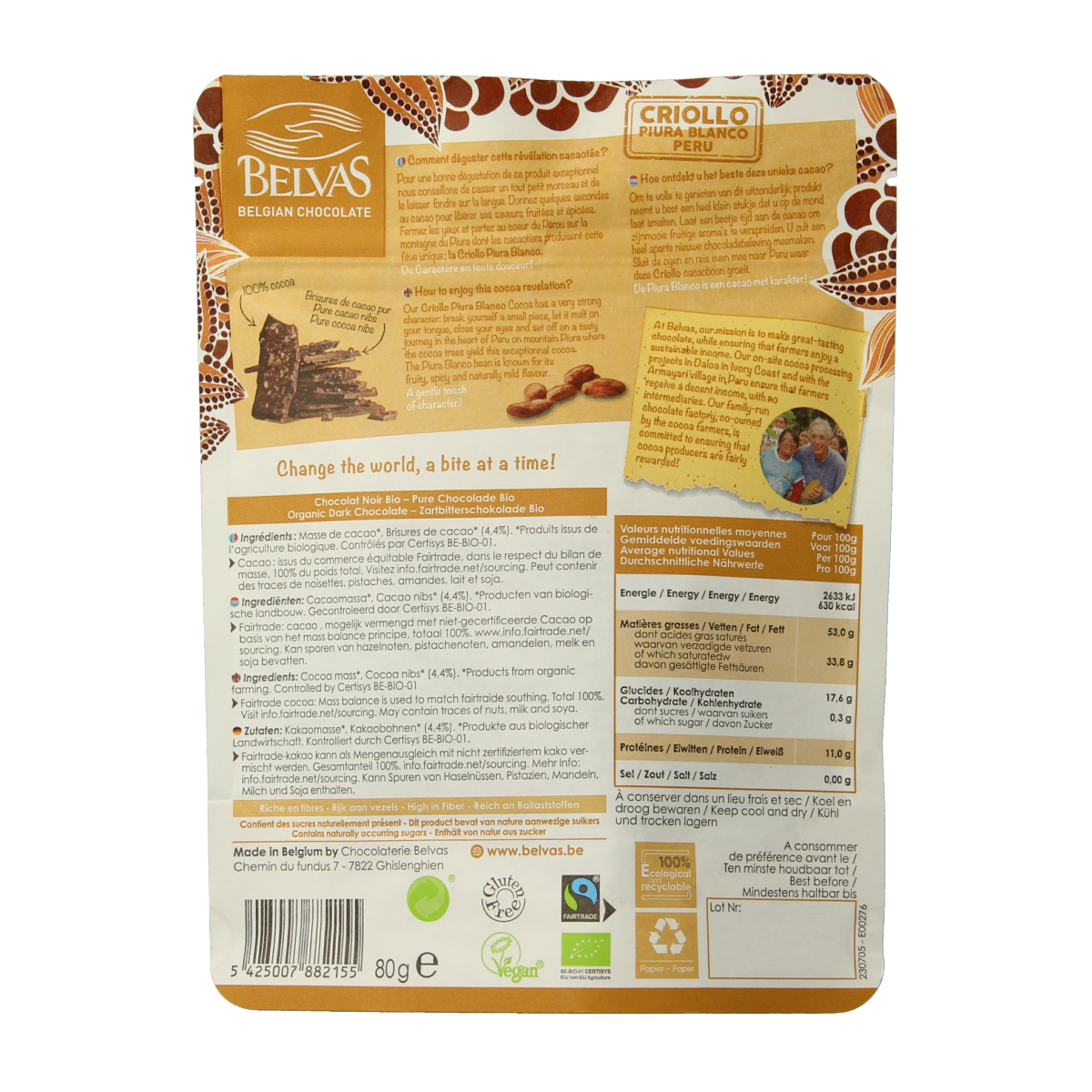 Belvas Thins dark 100% bio 80.00 Gram