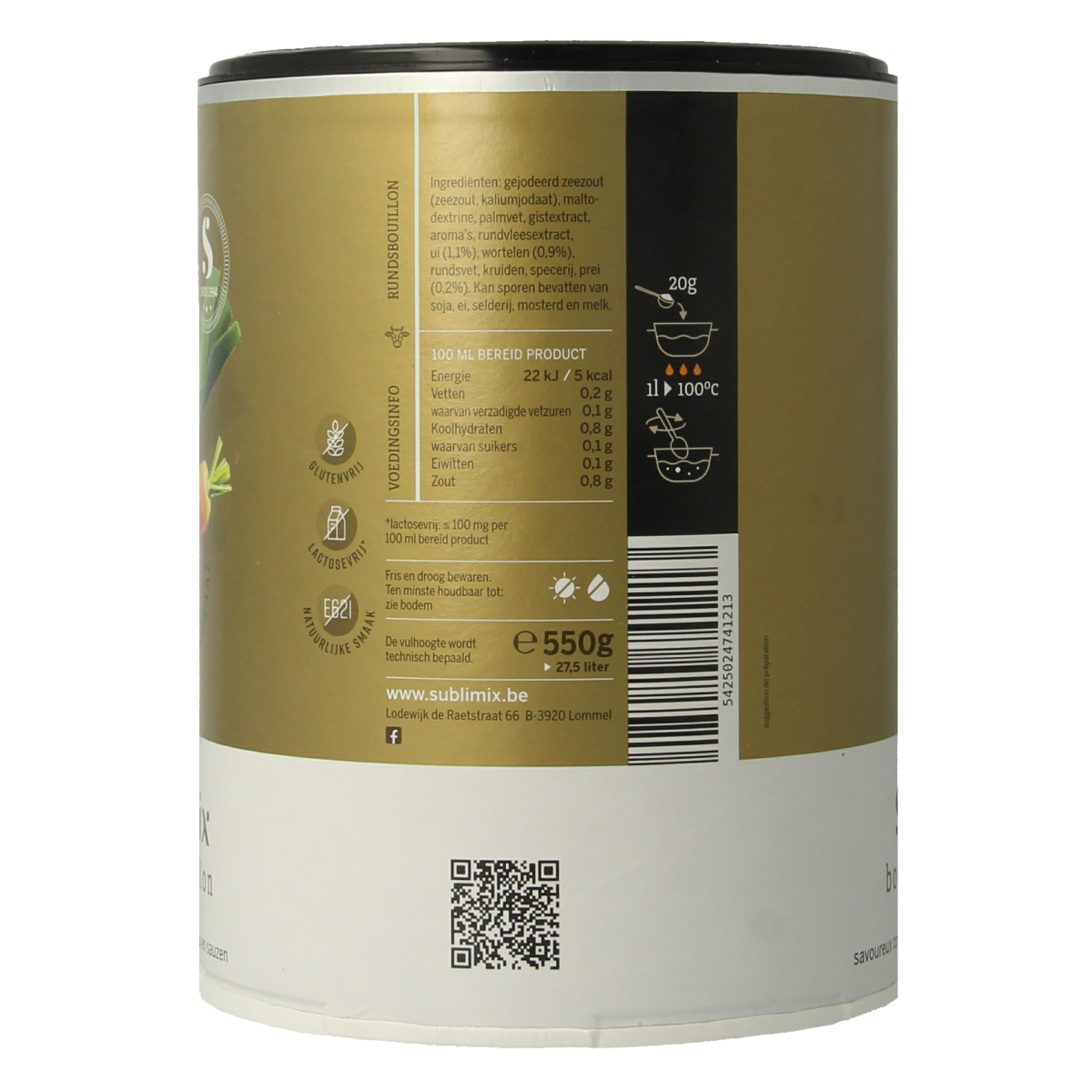 Sublimix Rundvleesbouillon glutenvrij  550.00 Gram