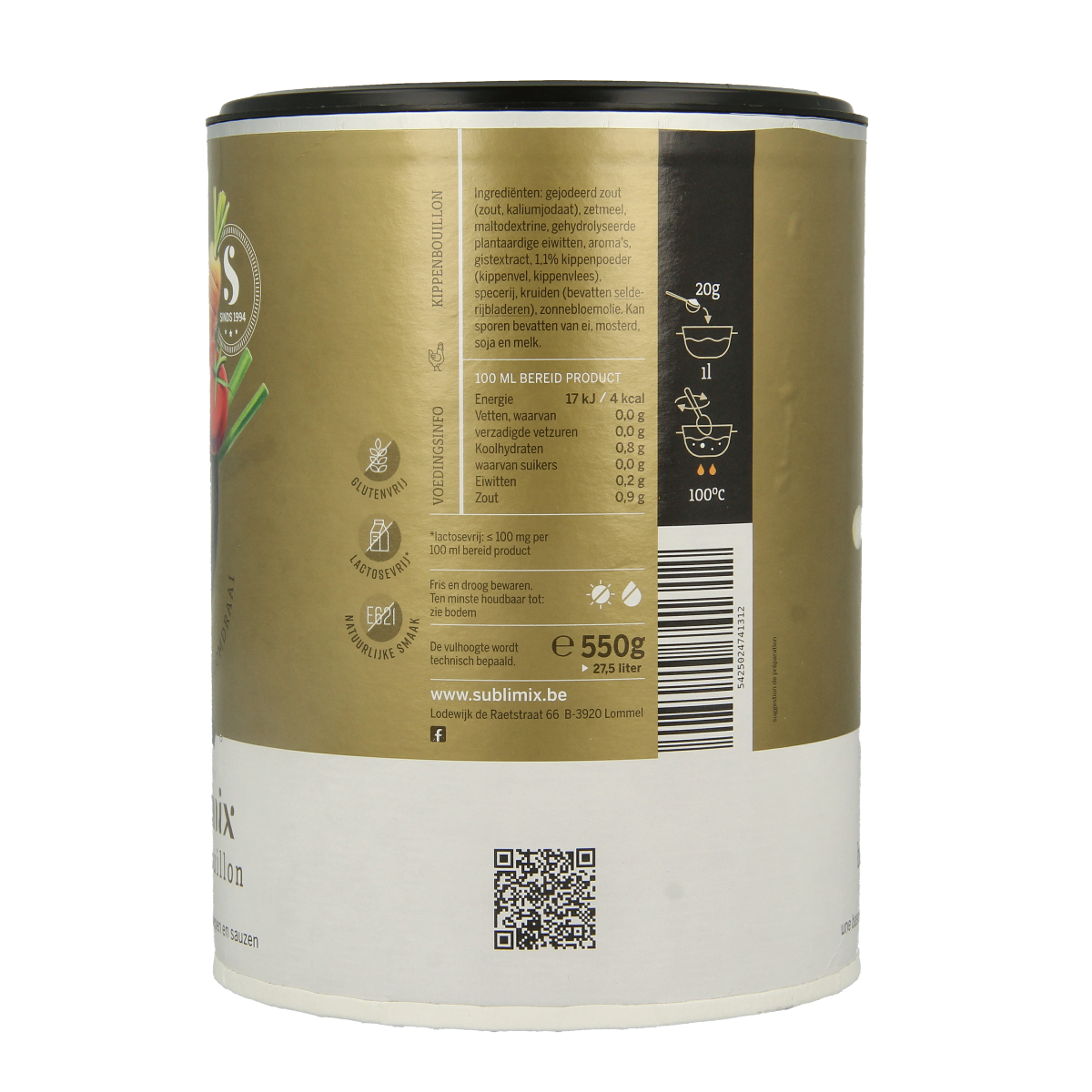 Sublimix Kippenbouillon glutenvrij  550.00 Gram