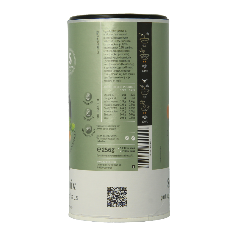 Sublimix Currysoep glutenvrij 256 Gram