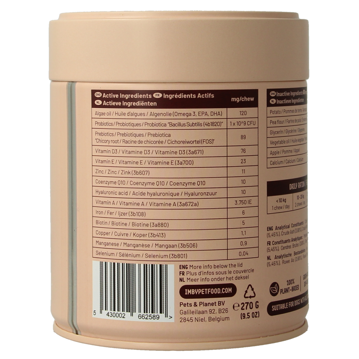 Imby Pet Food  Huid & vacht supplement hond 90.00 Kauwtabletten