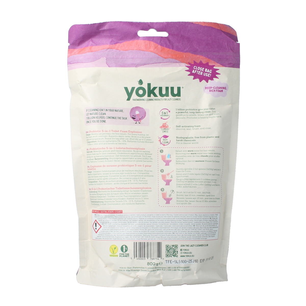Yokuu Probio toilet schuim 5 in 1 800.00 Gram