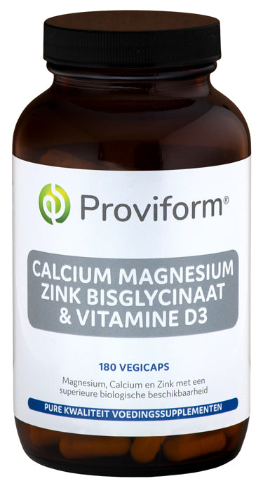 Proviform Calcium magnesium zink bisglycinaat & D3 180.00 Vegetarische capsules
