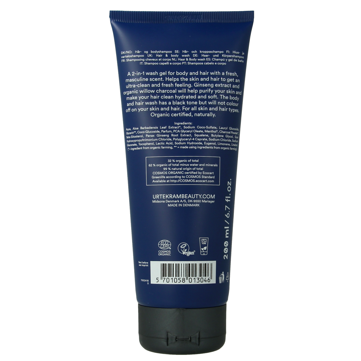 Urtekram Men haar en body wash 200.00 Milliliter