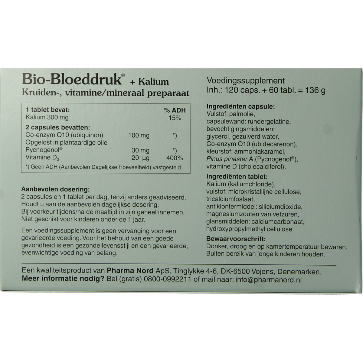 Pharma Nord Bio bloeddruk & kalium 120 caps + 60 tabletten 180.00 Stuks