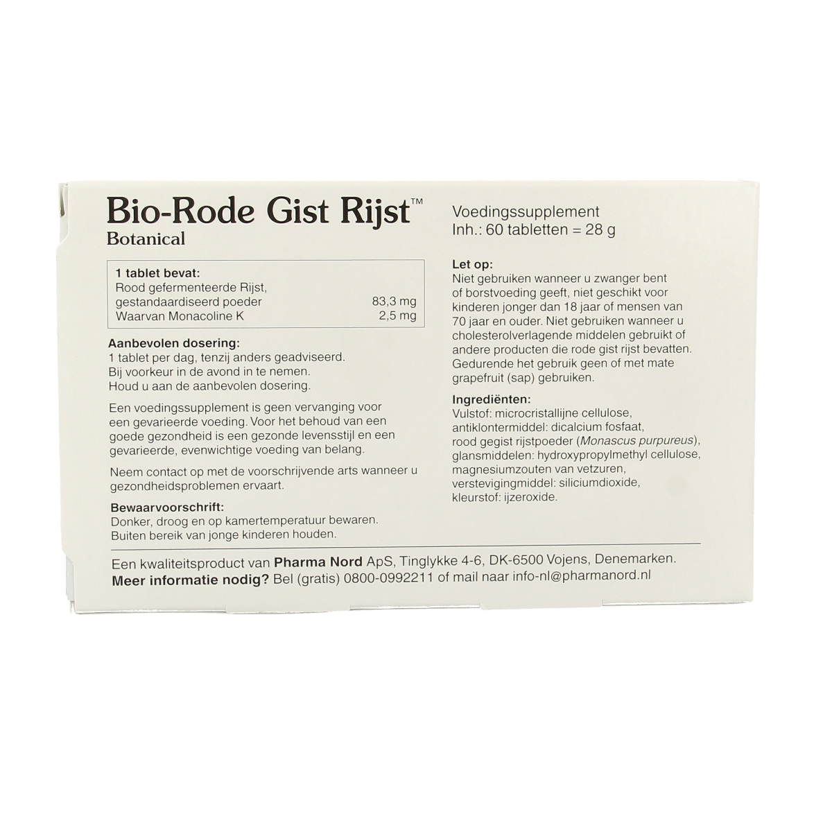 Pharma Nord Bio rode gist rijst 60.00 Tabletten