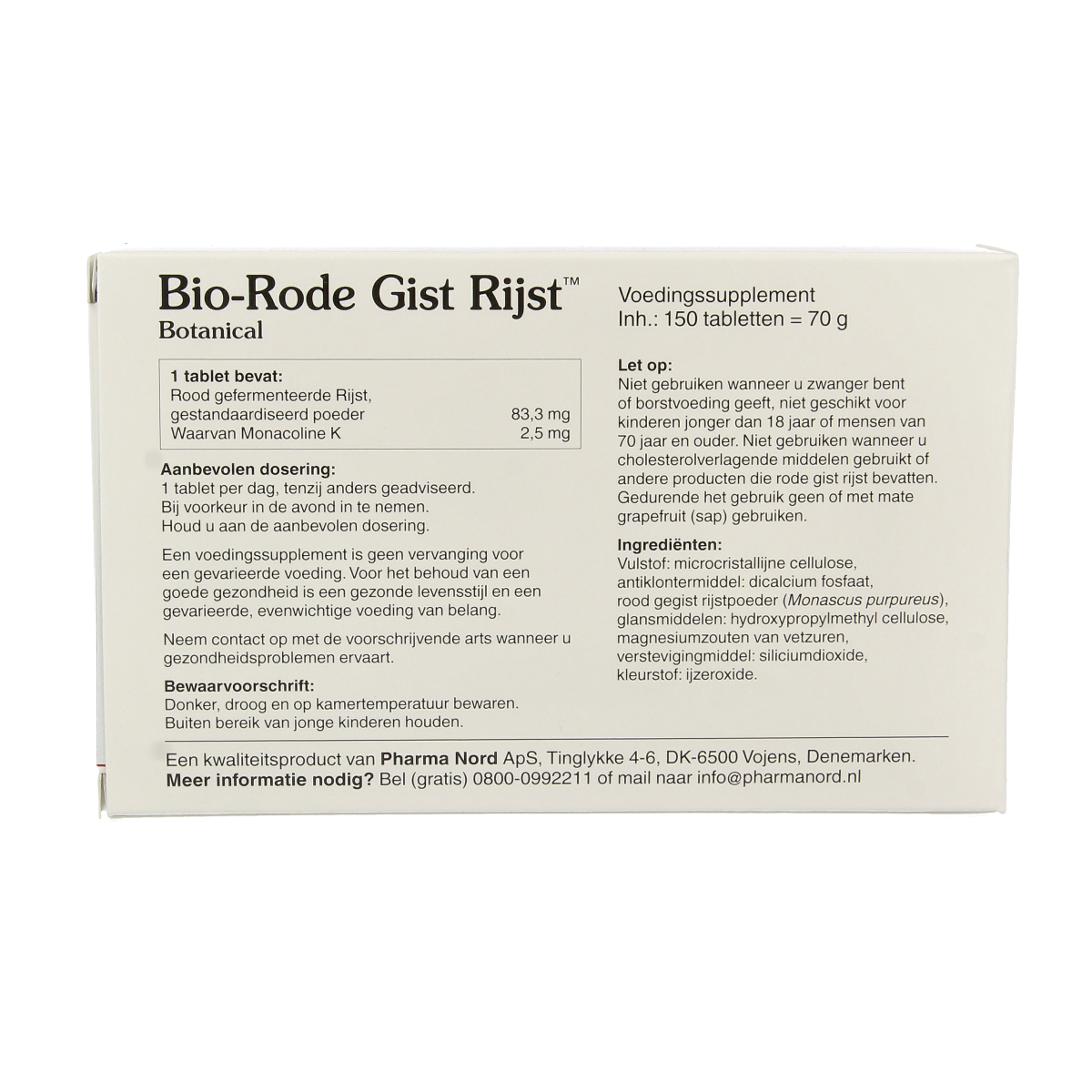 Pharma Nord Bio rode gist rijst 150.00 Tabletten