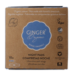 Ginger Organic Maandverband nacht met vleugels 10.00 Stuks