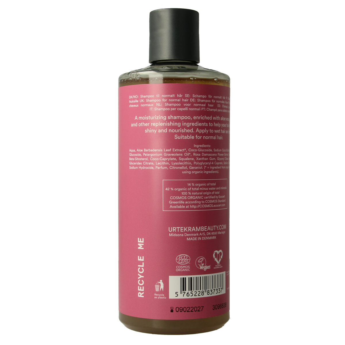 Urtekram Shampoo rozen normaal haar 500.00 Milliliter