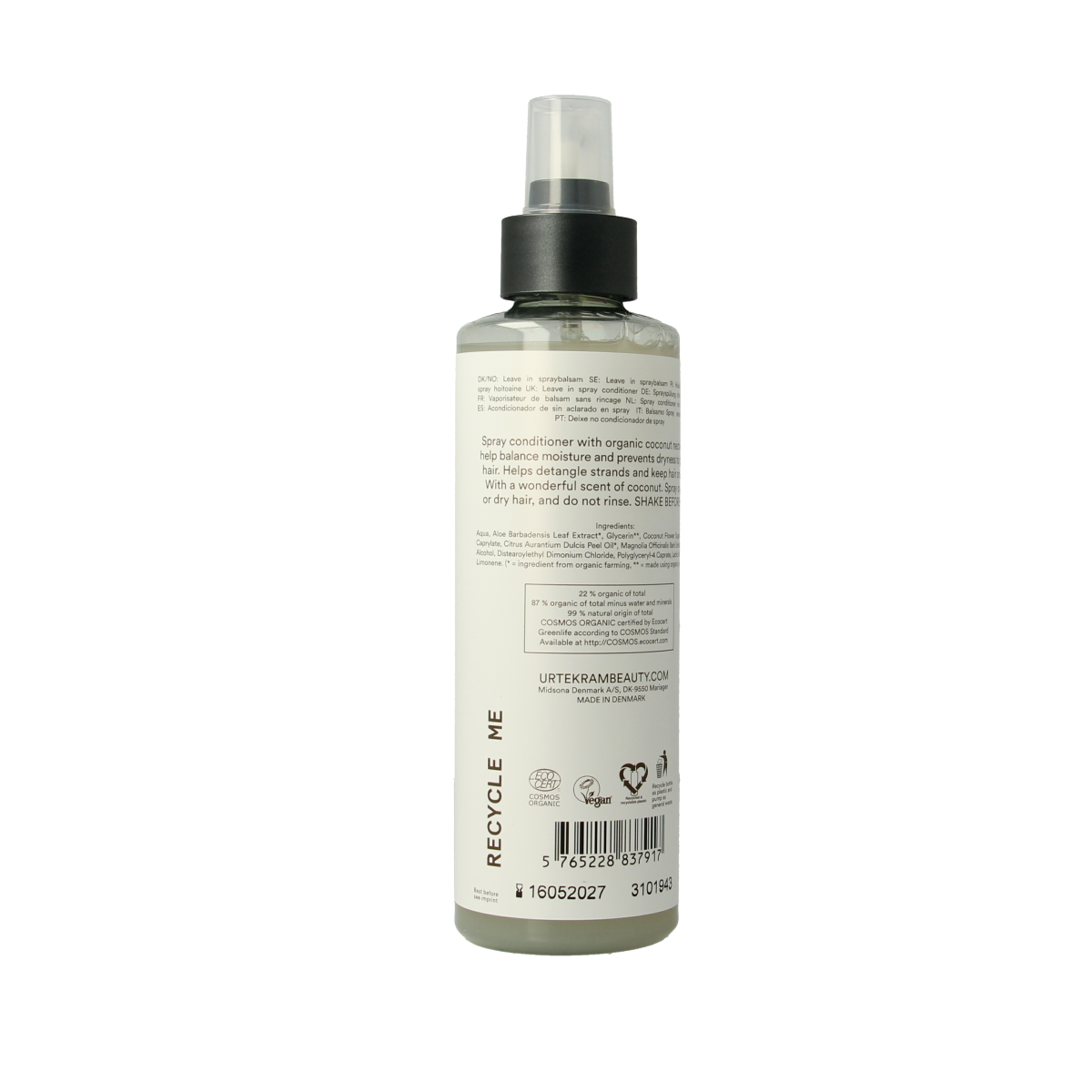 Urtekram Conditioner spray kokosnoot 250.00 Milliliter