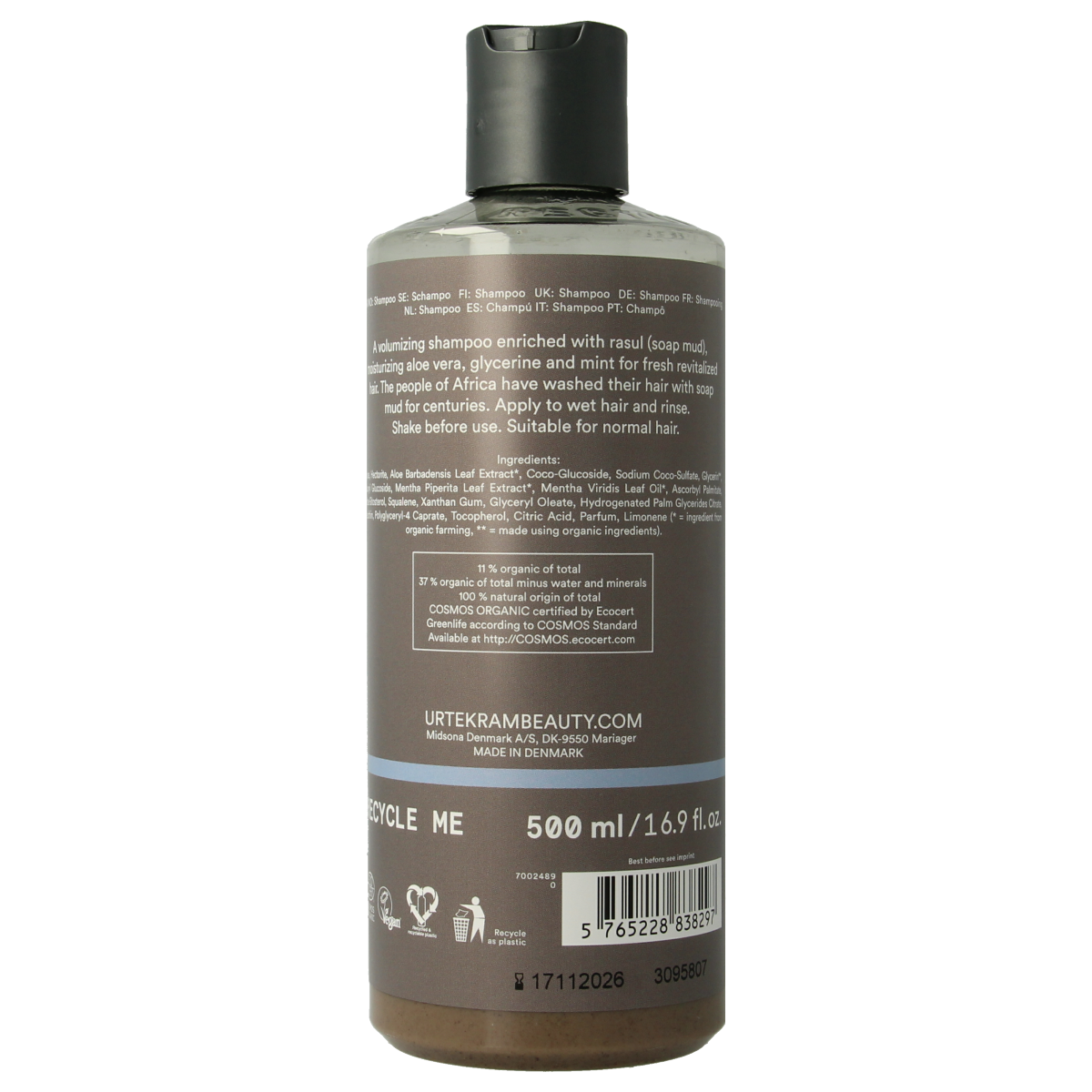 Urtekram Shampoo rhassoul 500.00 Milliliter