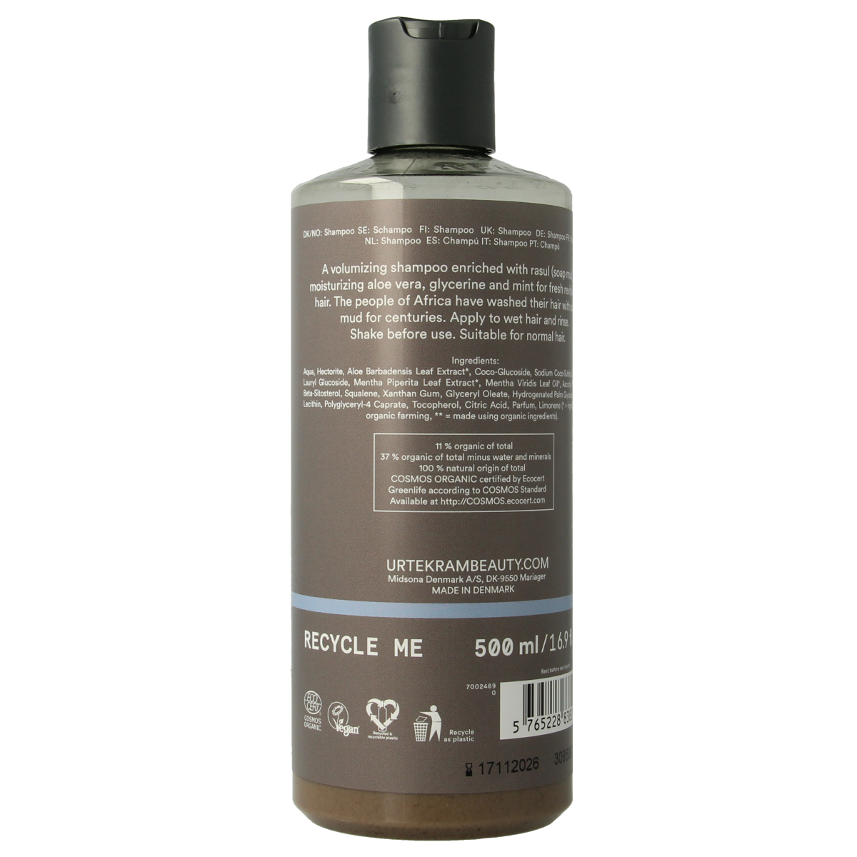 Urtekram Shampoo rhassoul 500.00 Milliliter