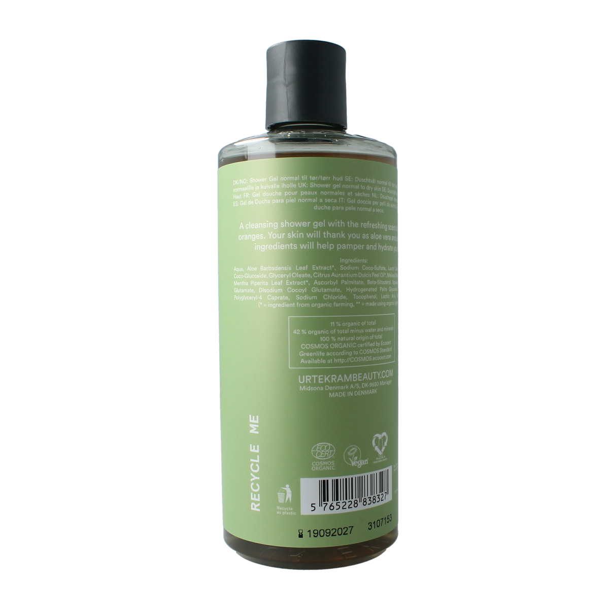 Urtekram Douchegel aloe vera 500.00 Milliliter