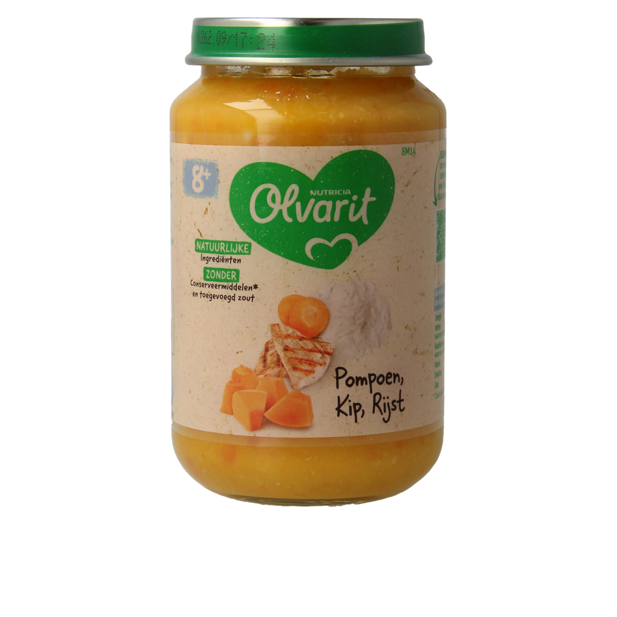 Olvarit Pompoen kip rijst 8M14 200.00 Gram