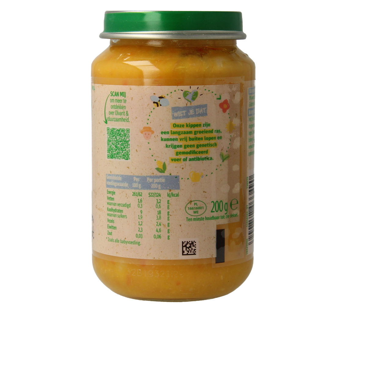 Olvarit Pompoen kip rijst 8M14 200.00 Gram