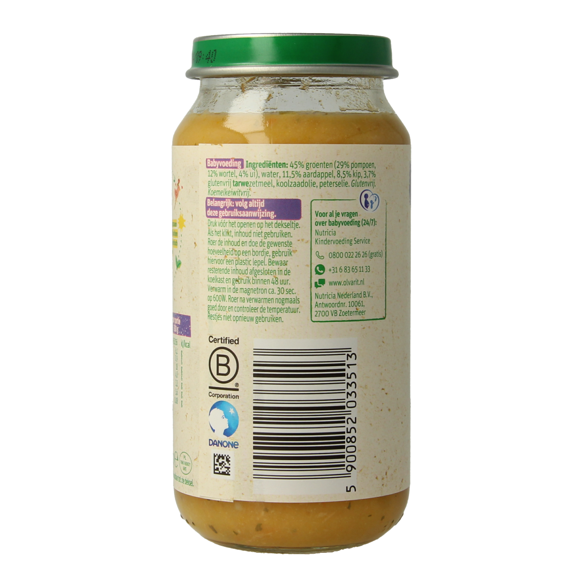 Olvarit Pompoen kip aardappel 15M12 250.00 Gram