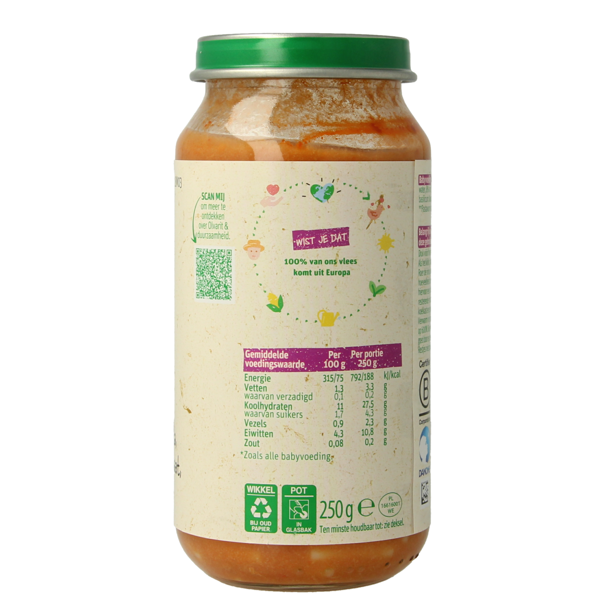 Olvarit Pasta tomaat ham 18M03 250.00 Gram