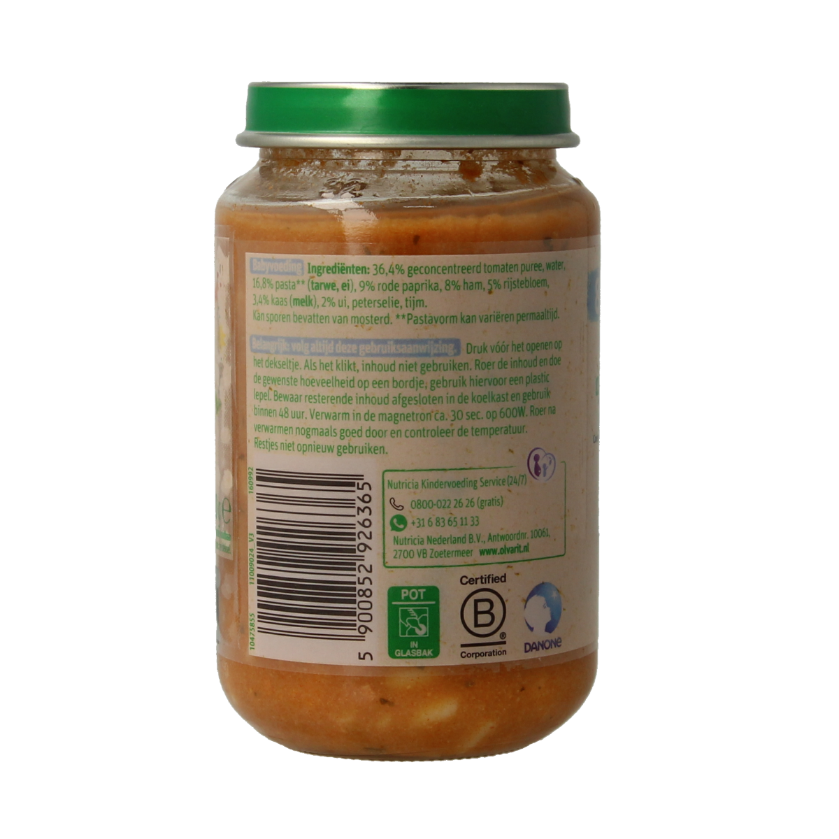 Olvarit Tomaat ham macaroni 8M09 200.00 Gram