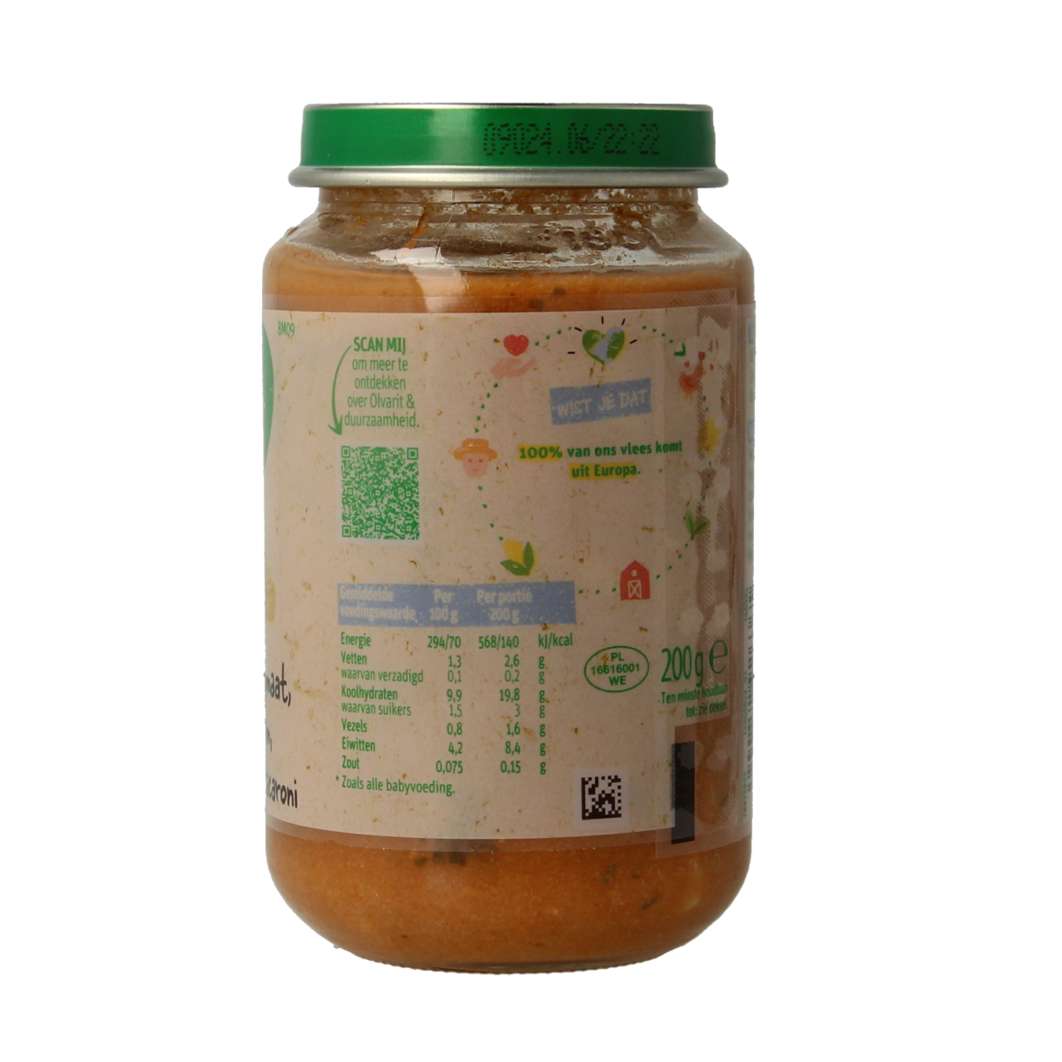 Olvarit Tomaat ham macaroni 8M09 200.00 Gram