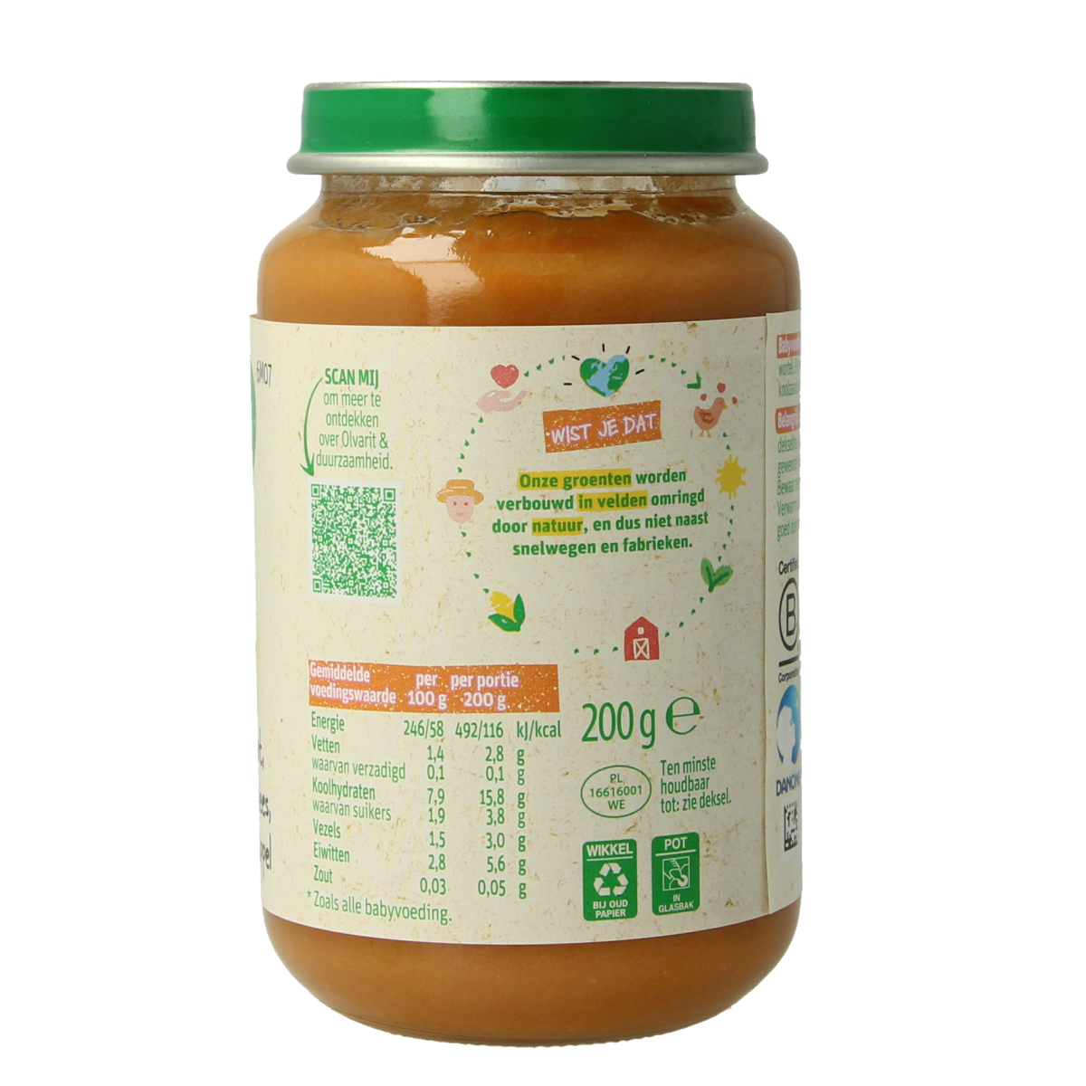 Olvarit Tomaat rundvlees aardappel wortel 200.00 Gram