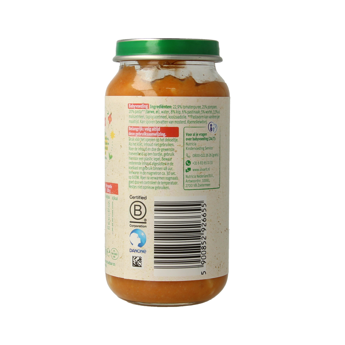 Olvarit Pompoen kip pasta 12M06 250.00 Gram