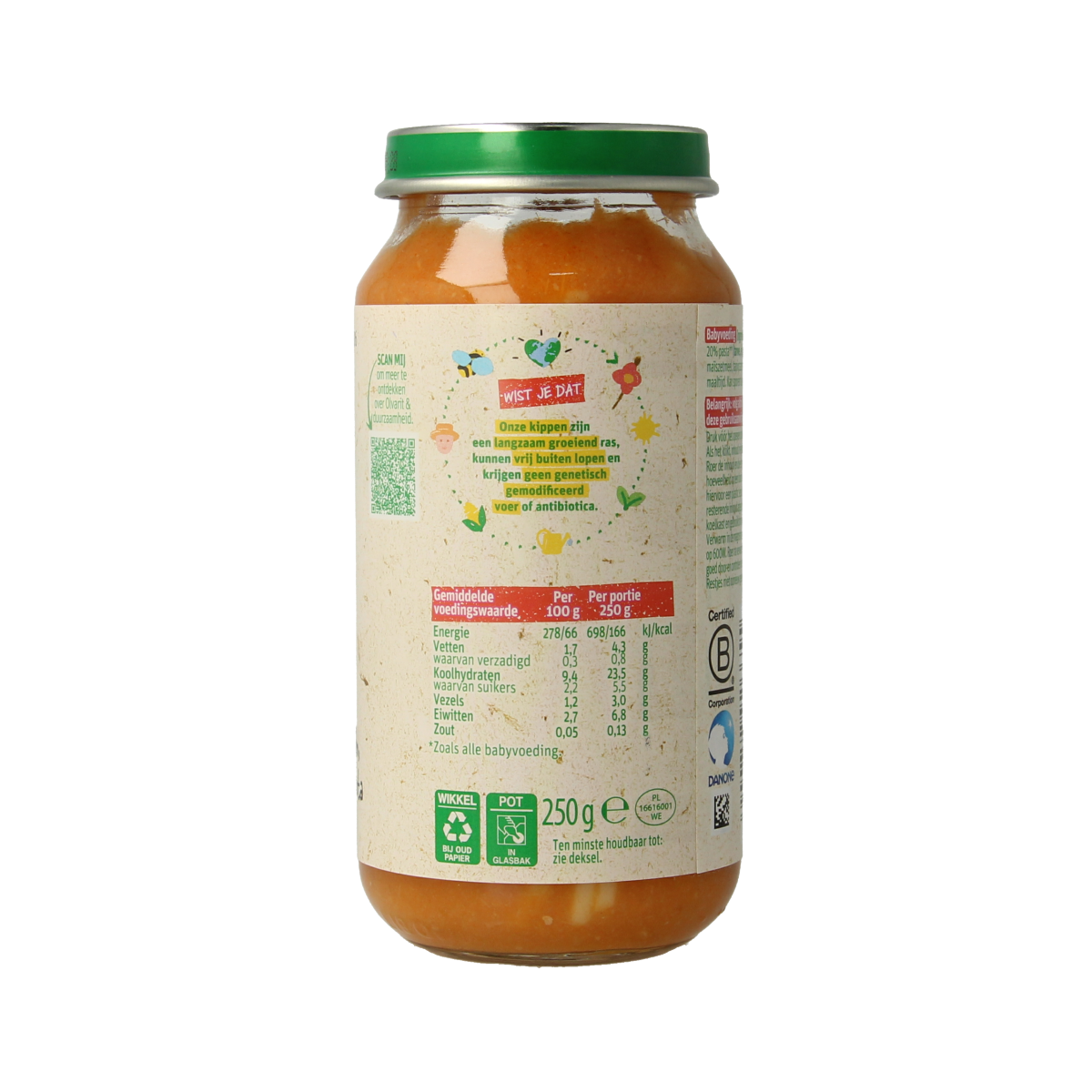 Olvarit Pompoen kip pasta 12M06 250.00 Gram