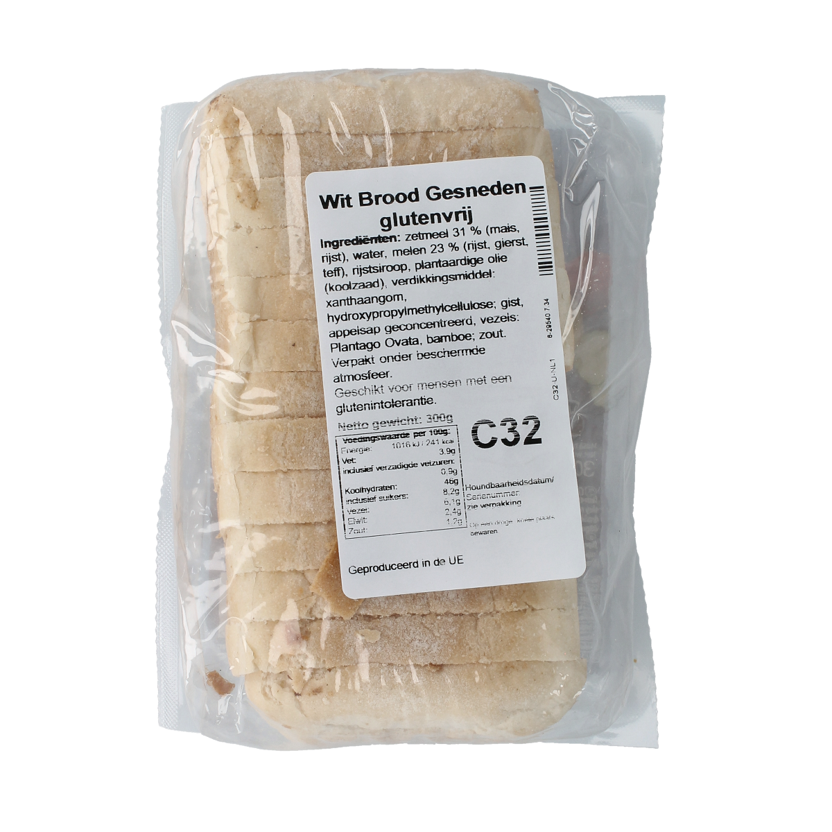 Bezgluten Wit brood gesneden glutenvrij 300.00 Gram