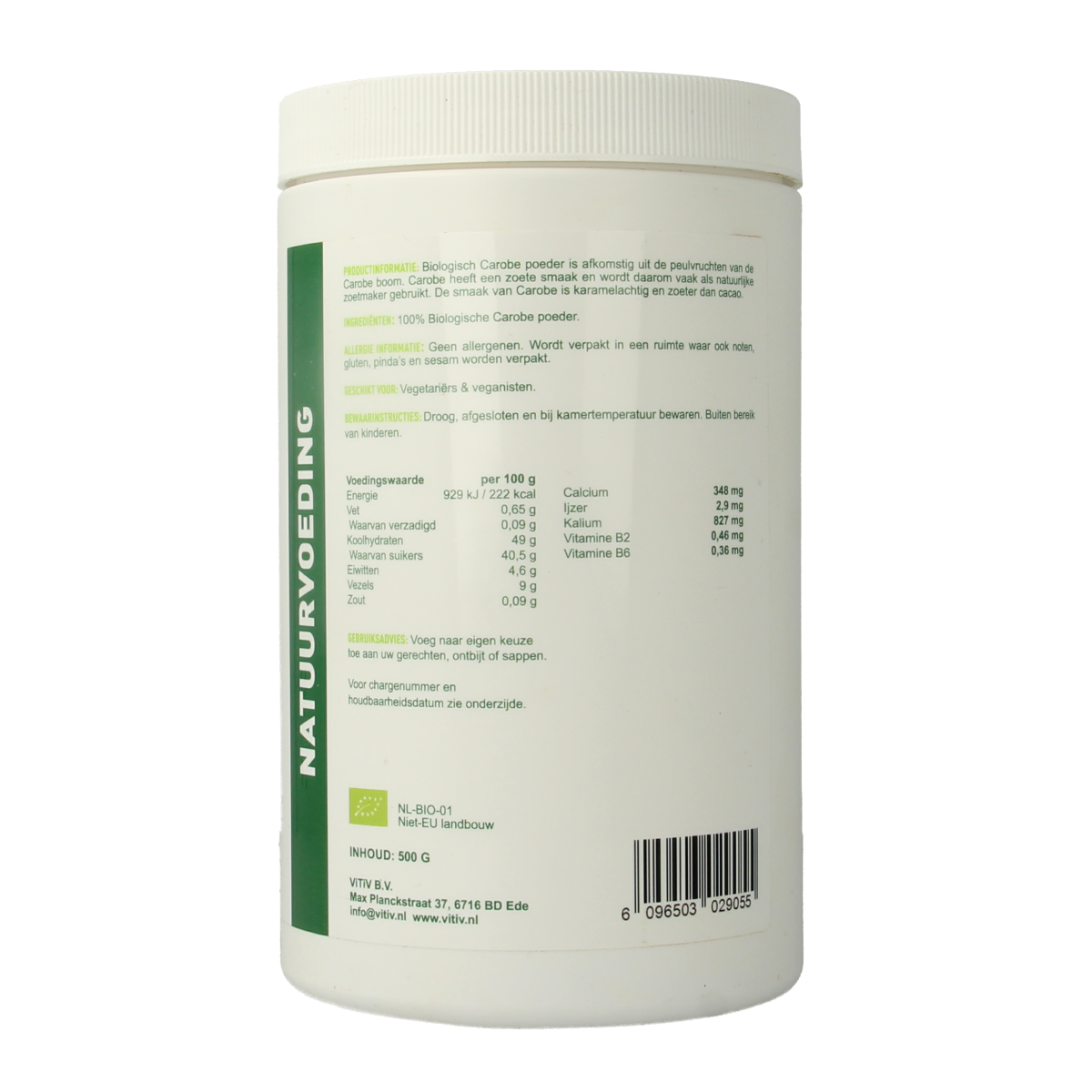 Vitiv Carobe poeder bio 500.00 Gram