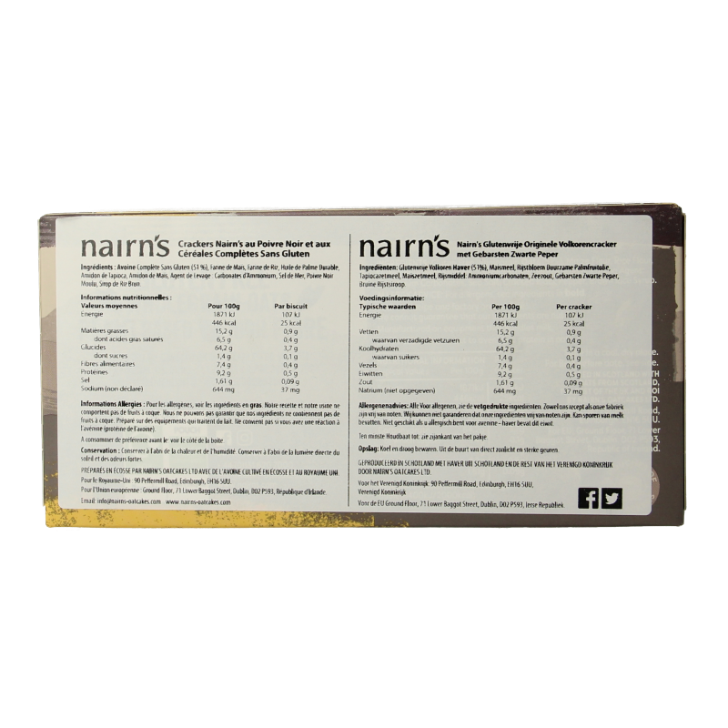 Nairns Cracker volkoren pepper 137 Gram