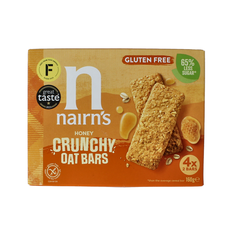 Nairns Crunchy oat bars honey glutenvrij 160 Gram