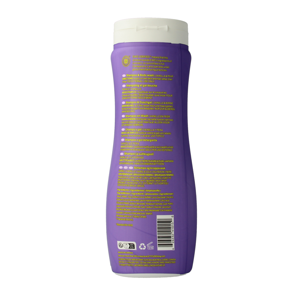 Attitude Shampoo 2 in 1 little leaves vanille peer 473.00 Milliliter