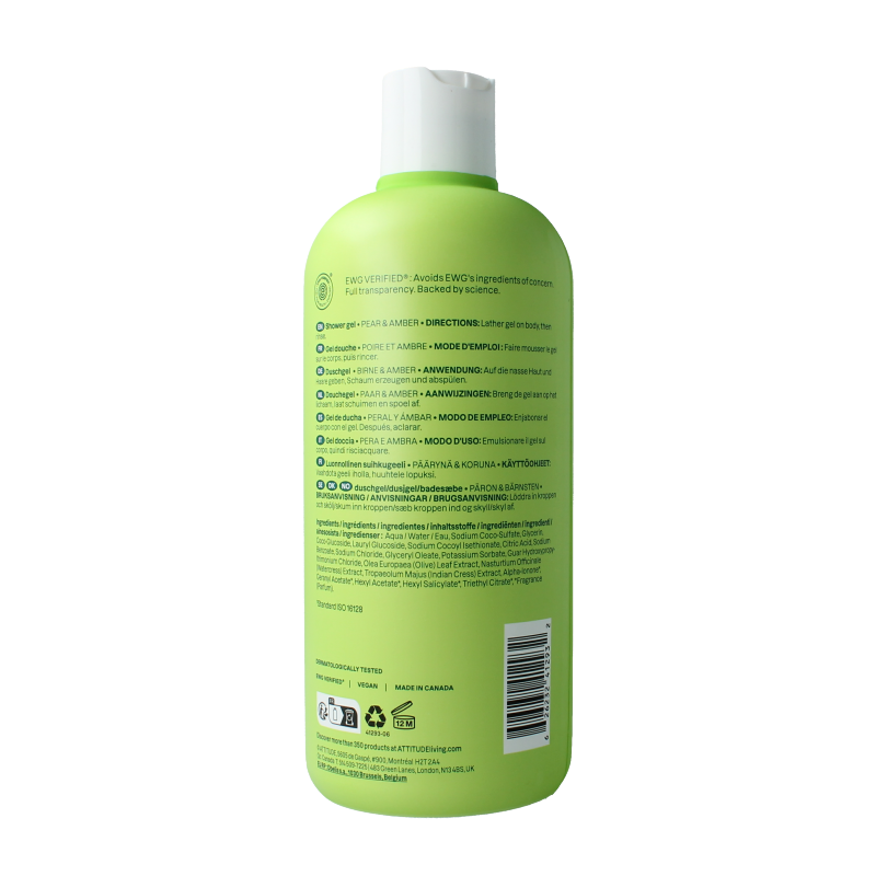 Attitude Shower gel soothing pear & amber 473 Milliliter