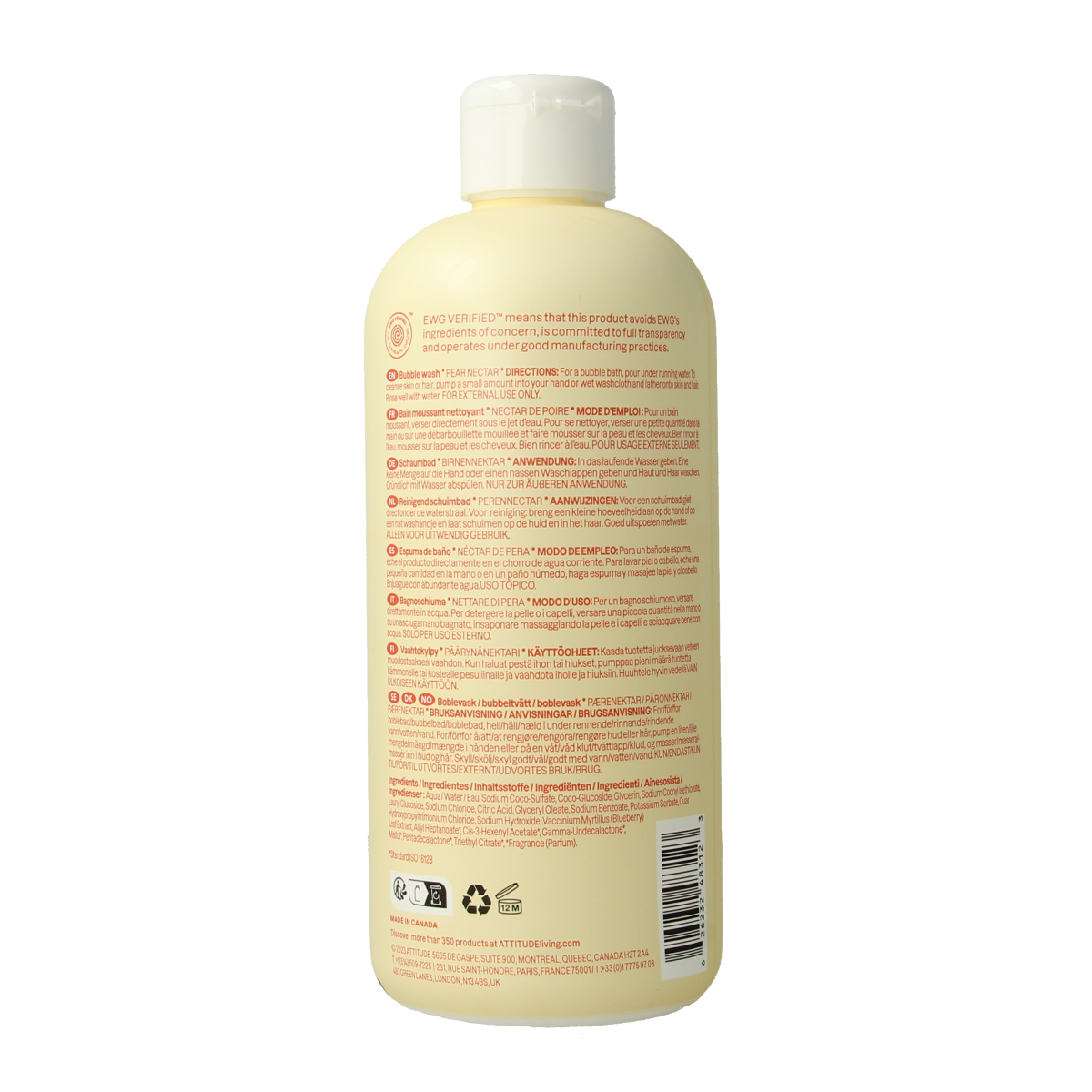 Attitude Bubbelzeep baby leaves  pear nectar 473.00 Milliliter