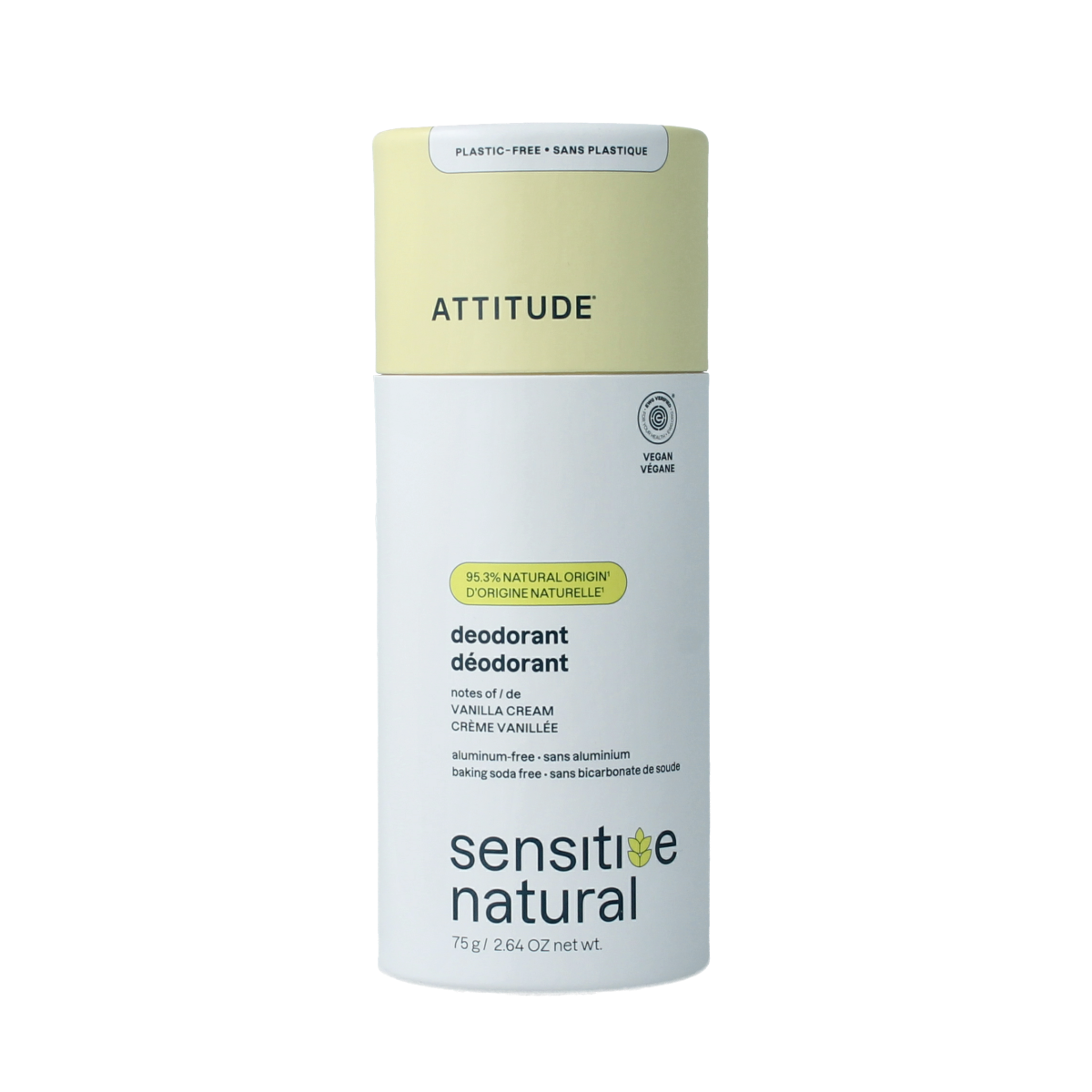 Attitude Deodorant baksoda vrij vanilla creme super leaves 75.00 Gram