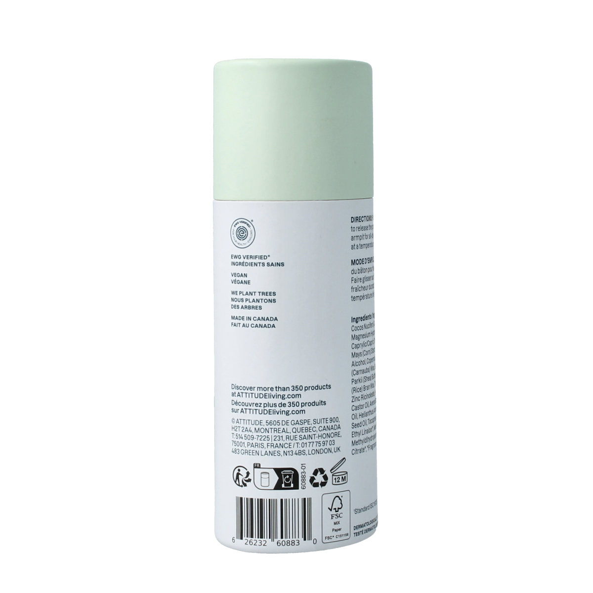 Attitude Deodorant baksoda vrij super leaves verse appel 75.00 Gram