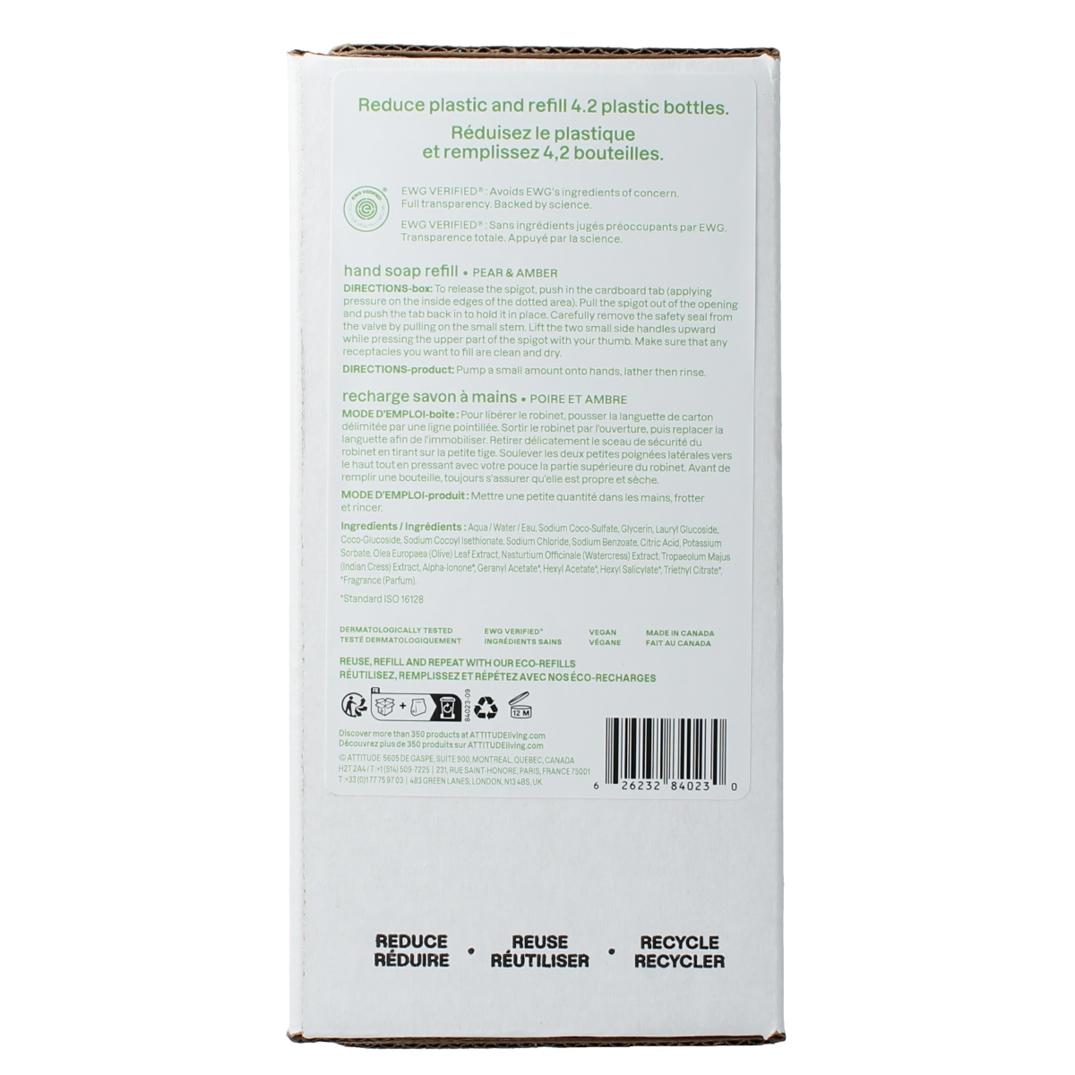 Attitude Super leaves handzeep pear amber eco refill 2.00 Liter