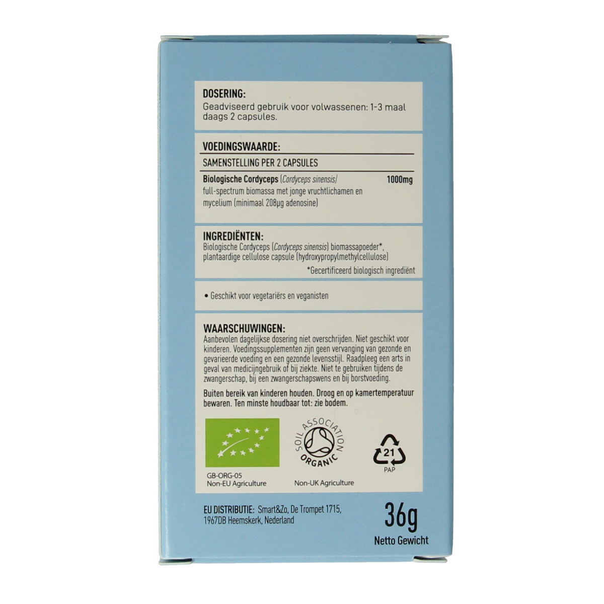 Mushrooms for Life Cordyceps bio 60.00 Capsules