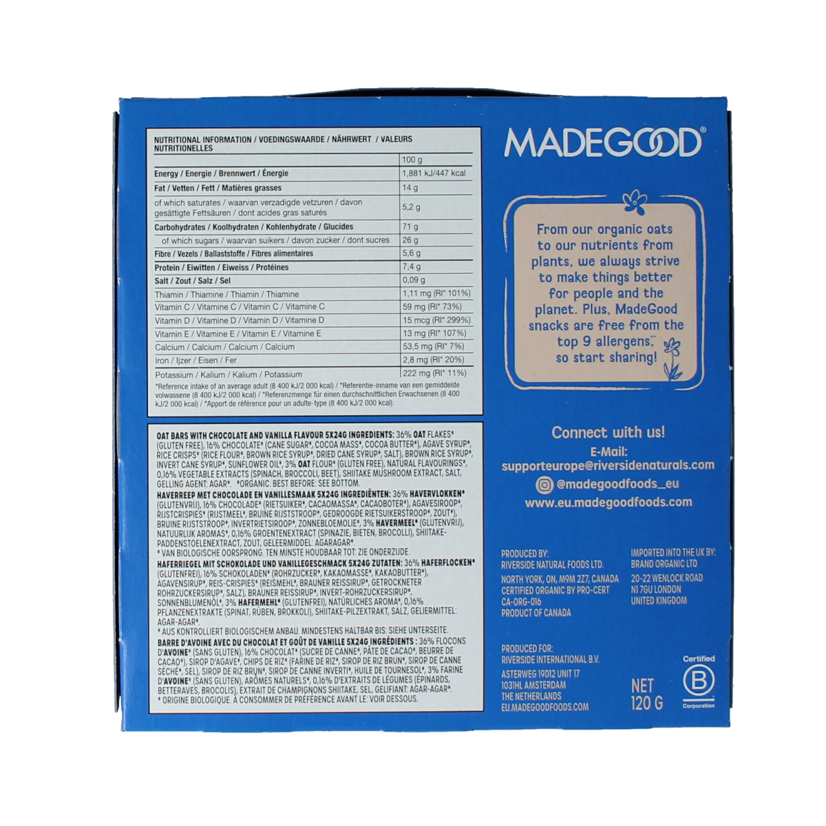 MadeGood  Granola bar vanilla bio 5.00 Stuks
